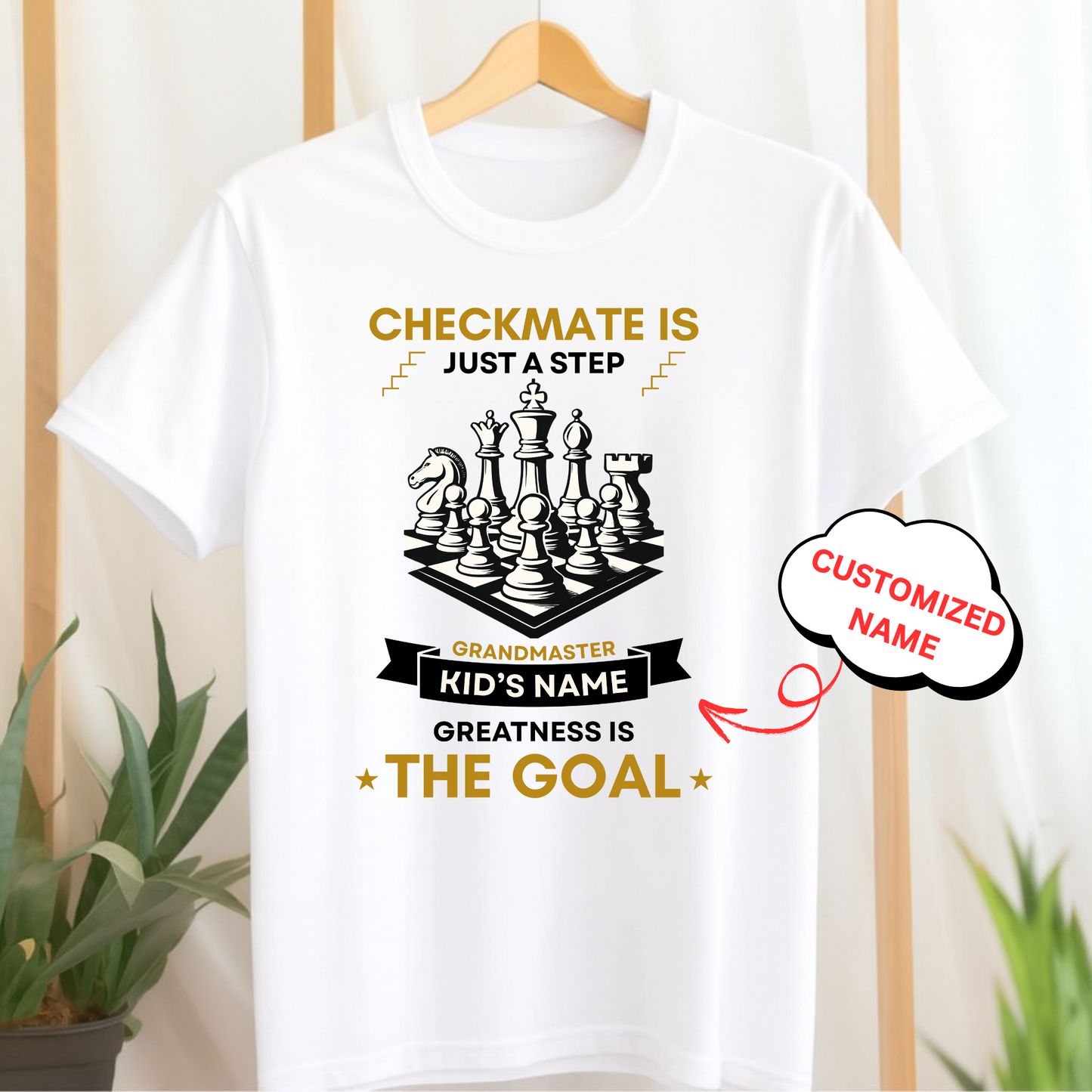 CHECKMATE IS JUST A STEP, GREATNESS IS THE GOAL (CHESS)-KIDS UNISEX T-SHIRT