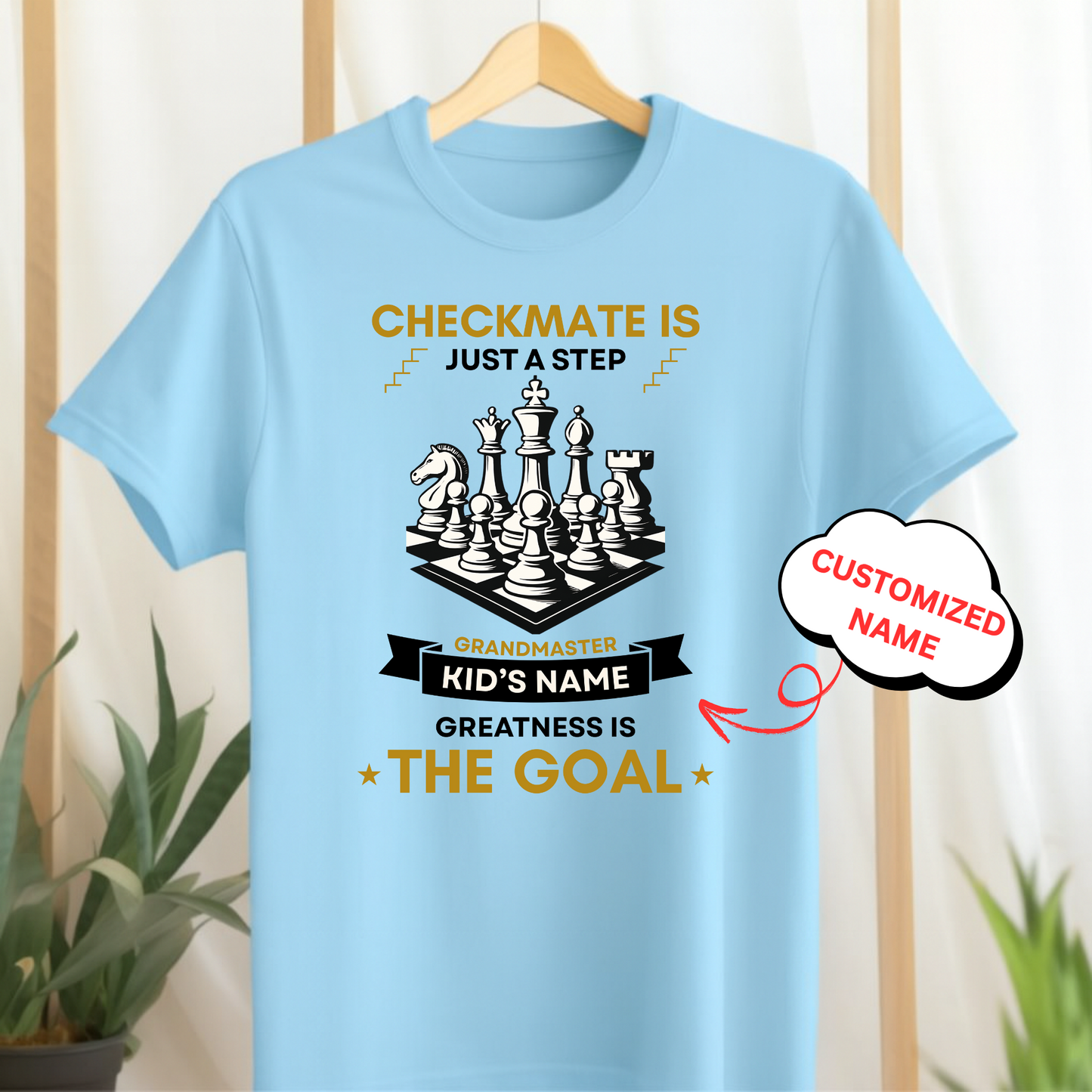 CHECKMATE IS JUST A STEP, GREATNESS IS THE GOAL (CHESS)-KIDS UNISEX T-SHIRT
