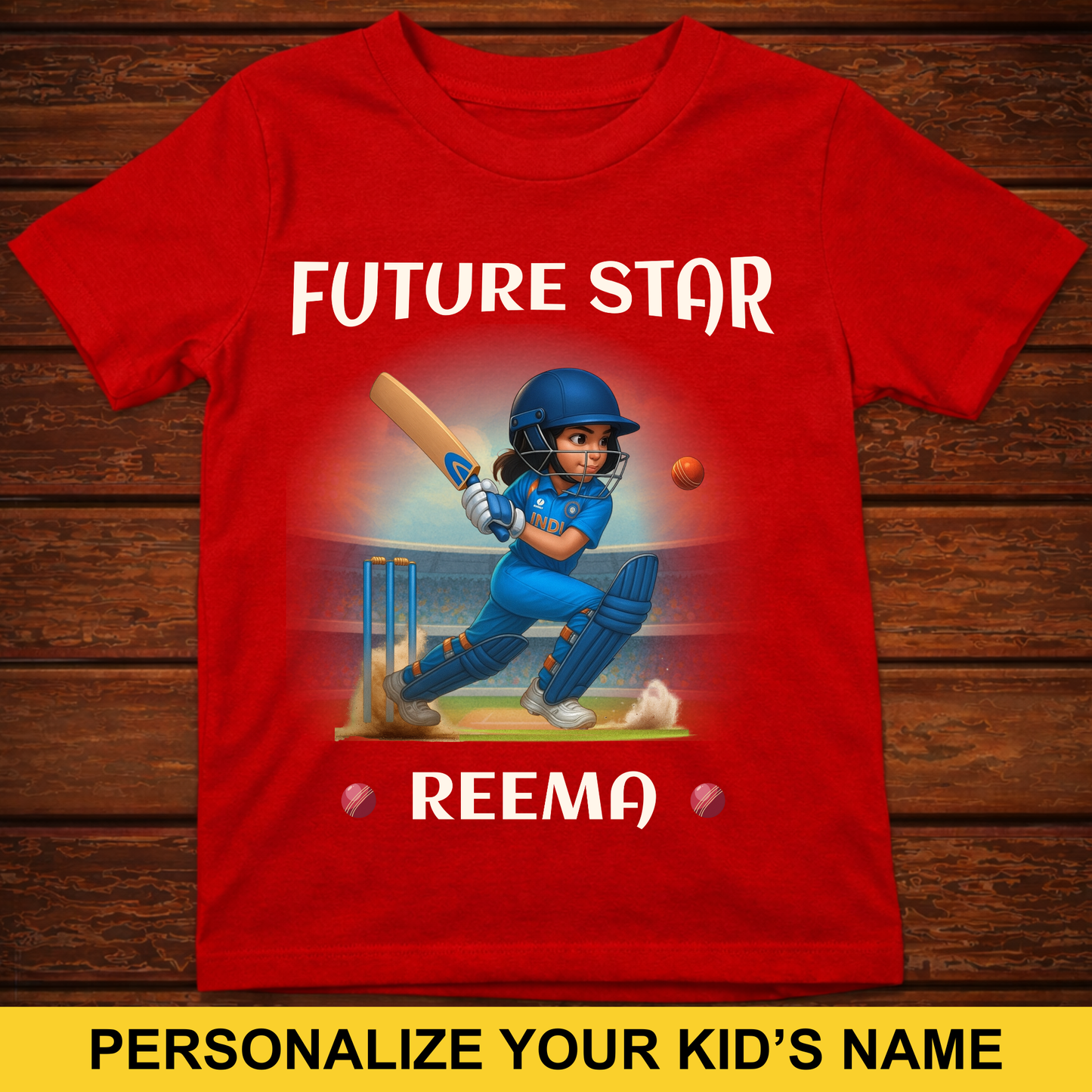 CUSTOMIZED-FUTURE STAR CRICKET (GIRL) KIDS CLASSIC T-SHIRT