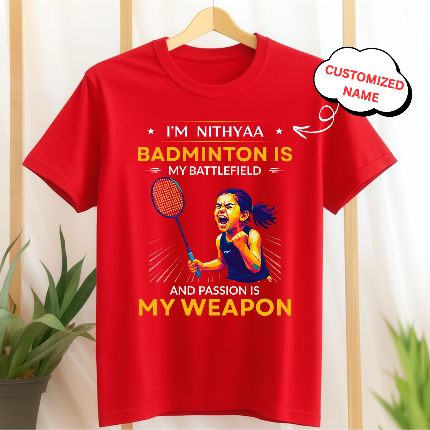 CUSTOMIZED-BADMINTON IS MY BATTLEFIELD AND PASSION IS MY WEAPON-KIDS CLASSIC T-SHIRT