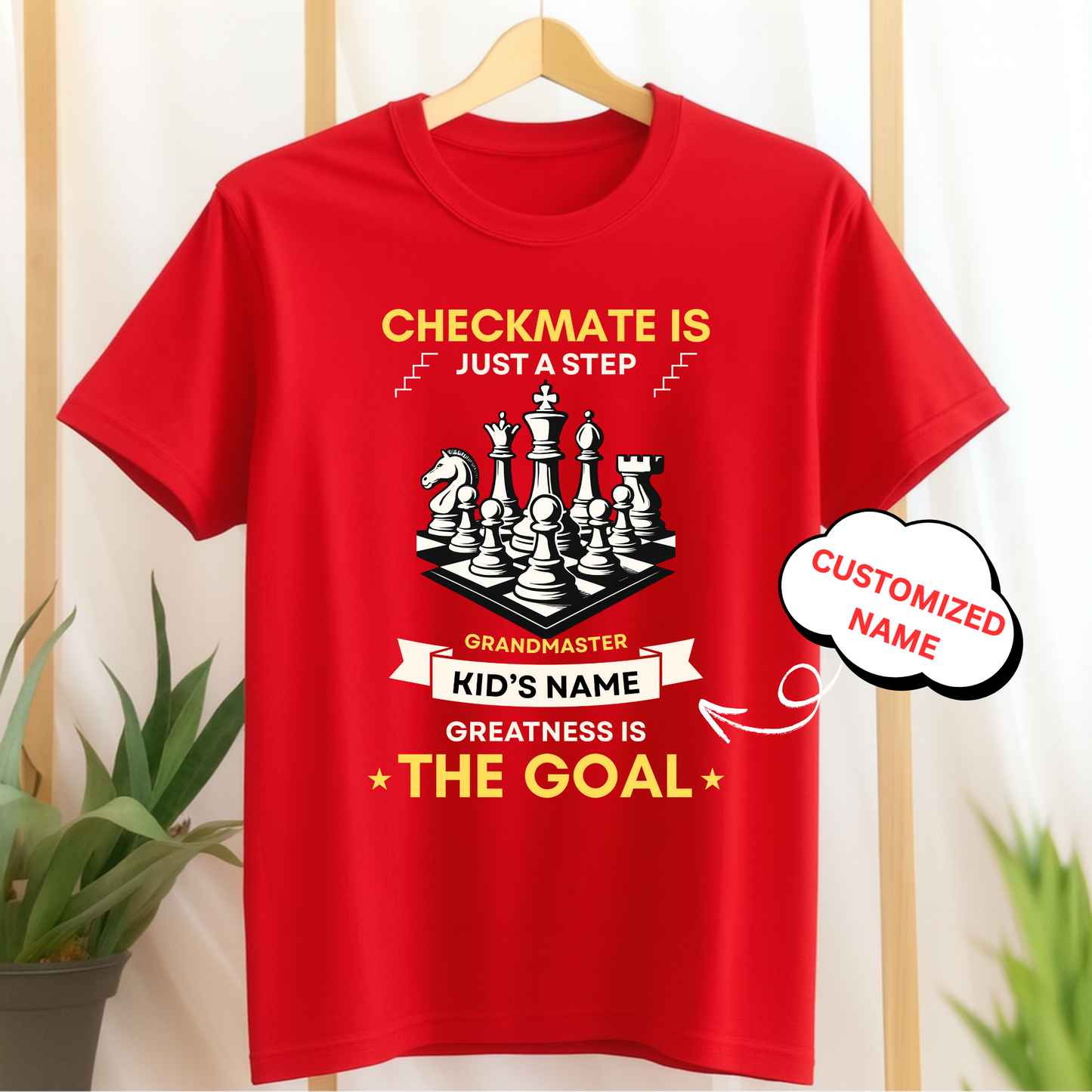 CHECKMATE IS JUST A STEP, GREATNESS IS THE GOAL (CHESS)-KIDS UNISEX T-SHIRT