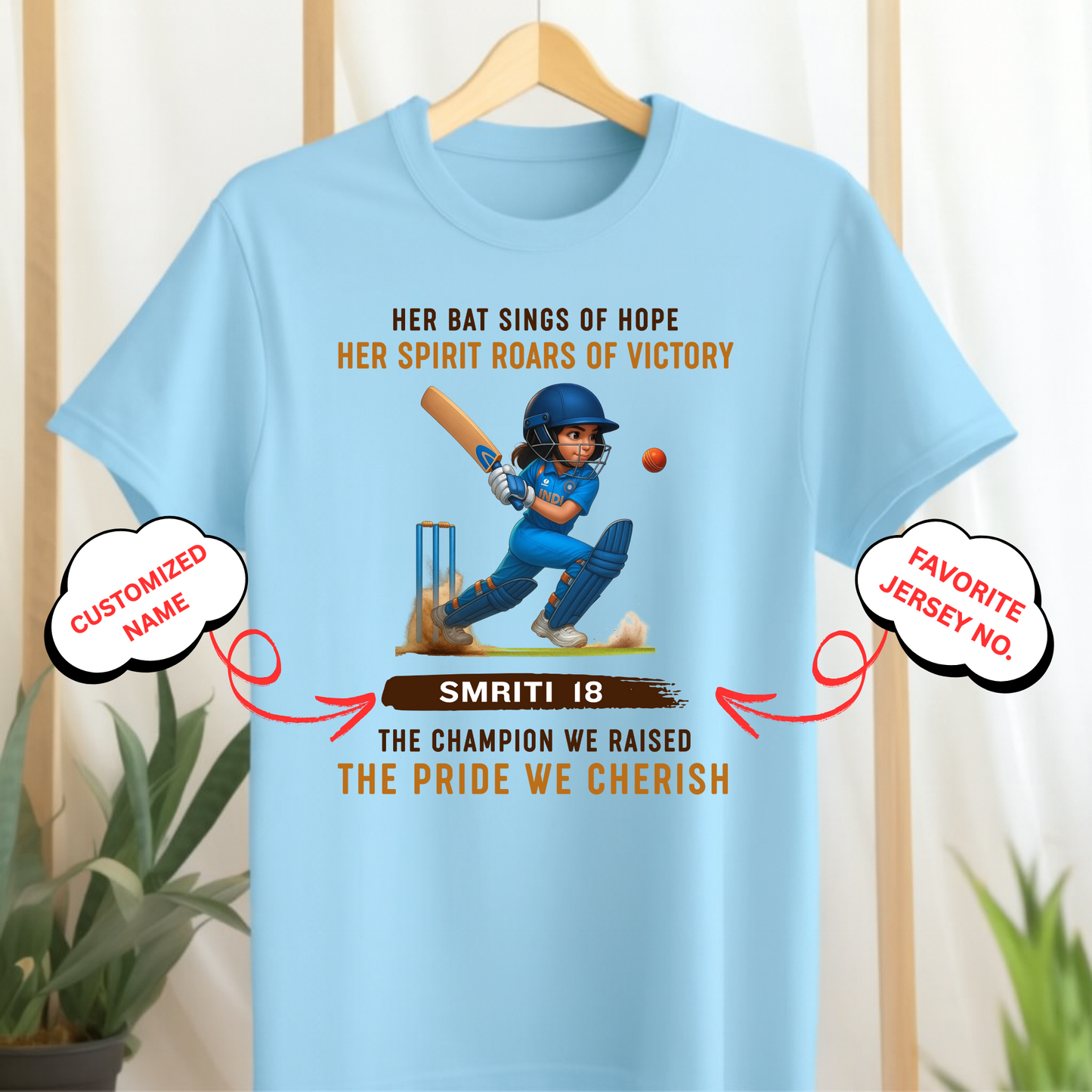 CUSTOMIZED-THE CHAMPION WE RAISED, THE PRIDE WE CHERISH (CRICKET)-KIDS T-SHIRT