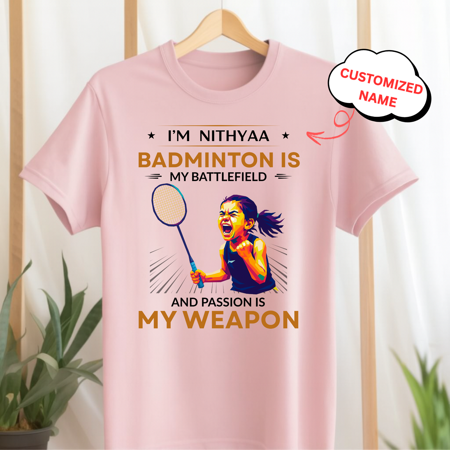 CUSTOMIZED-BADMINTON IS MY BATTLEFIELD AND PASSION IS MY WEAPON-KIDS CLASSIC T-SHIRT