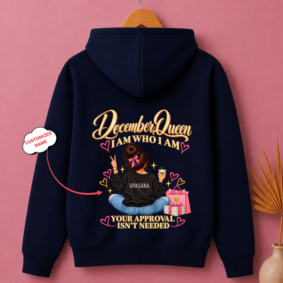 CUSTOMIZED-DECEMBER QUEEN CLASSIC HOODIE BACK PRINT