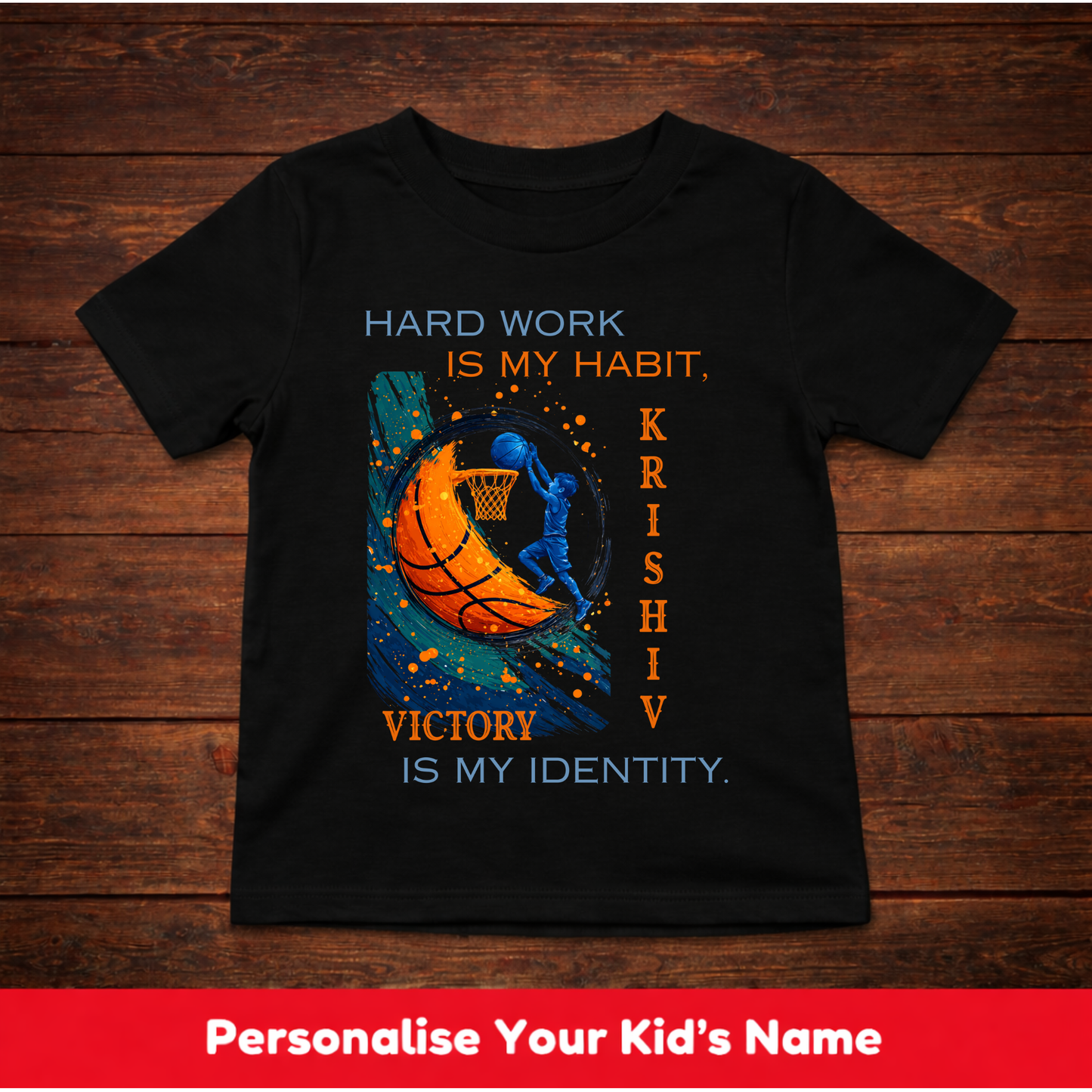CUSTOMIZED-VICTORY IS MY IDENTITY(BASKETBALL)-BOY KIDS T-SHIRT