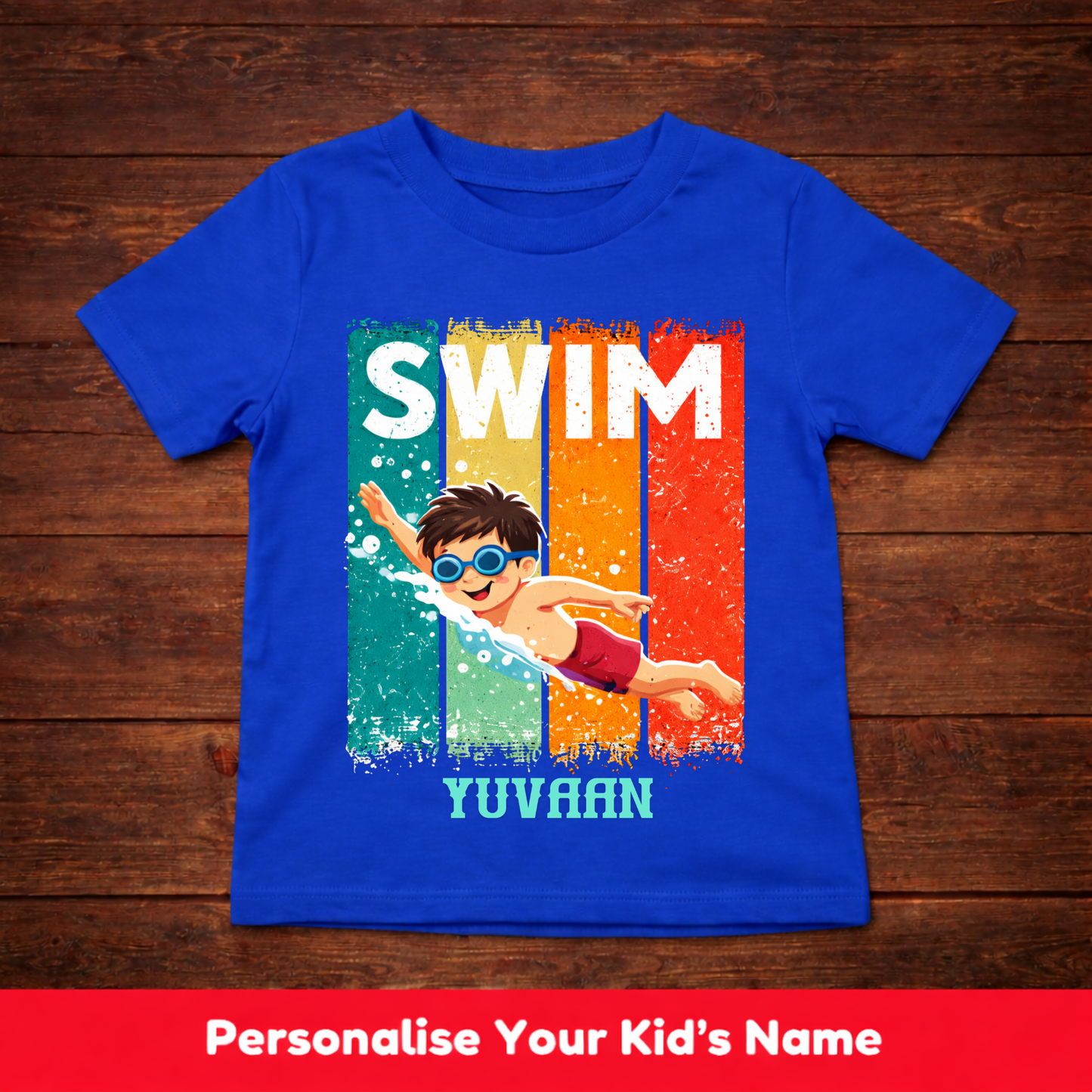 CUSTOMIZED-YOUNG BOY SWIMMING-KIDS T-SHIRT