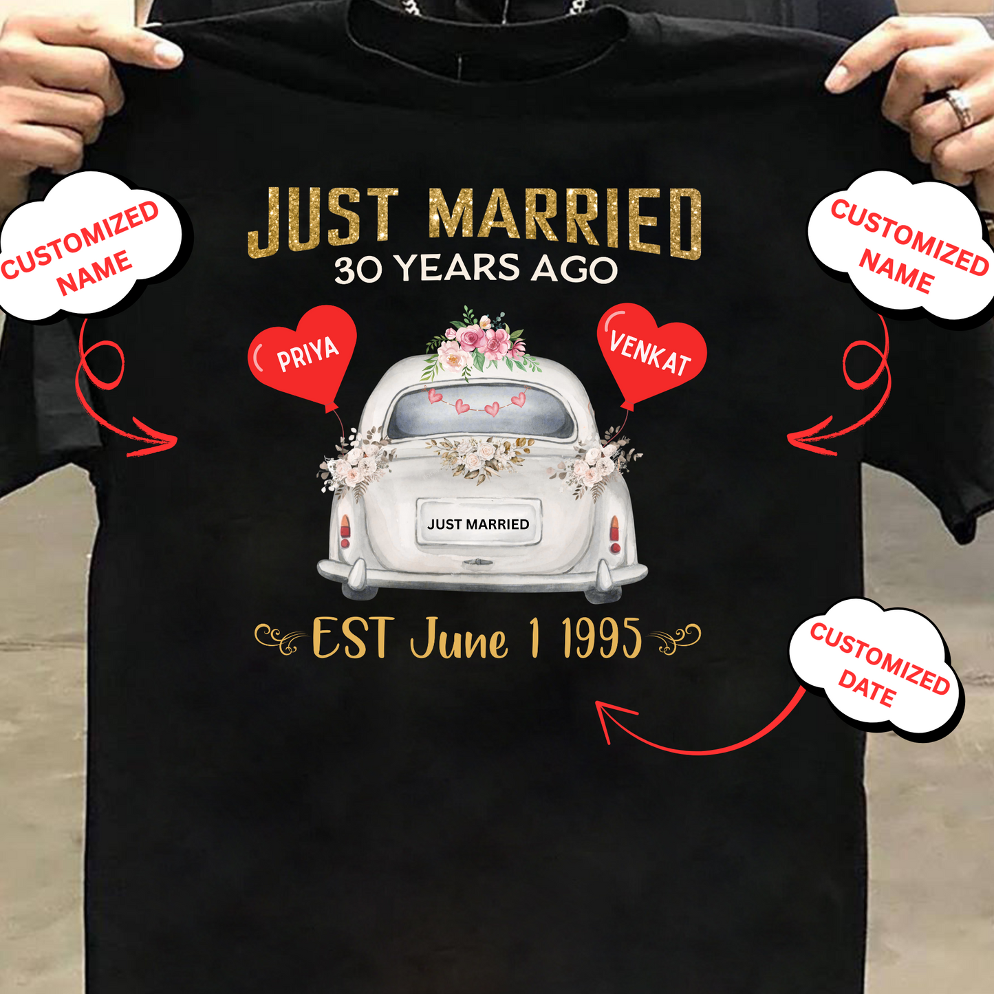 CUSTOMIZED UNISEX T-SHIRT- JUST MARRIED
