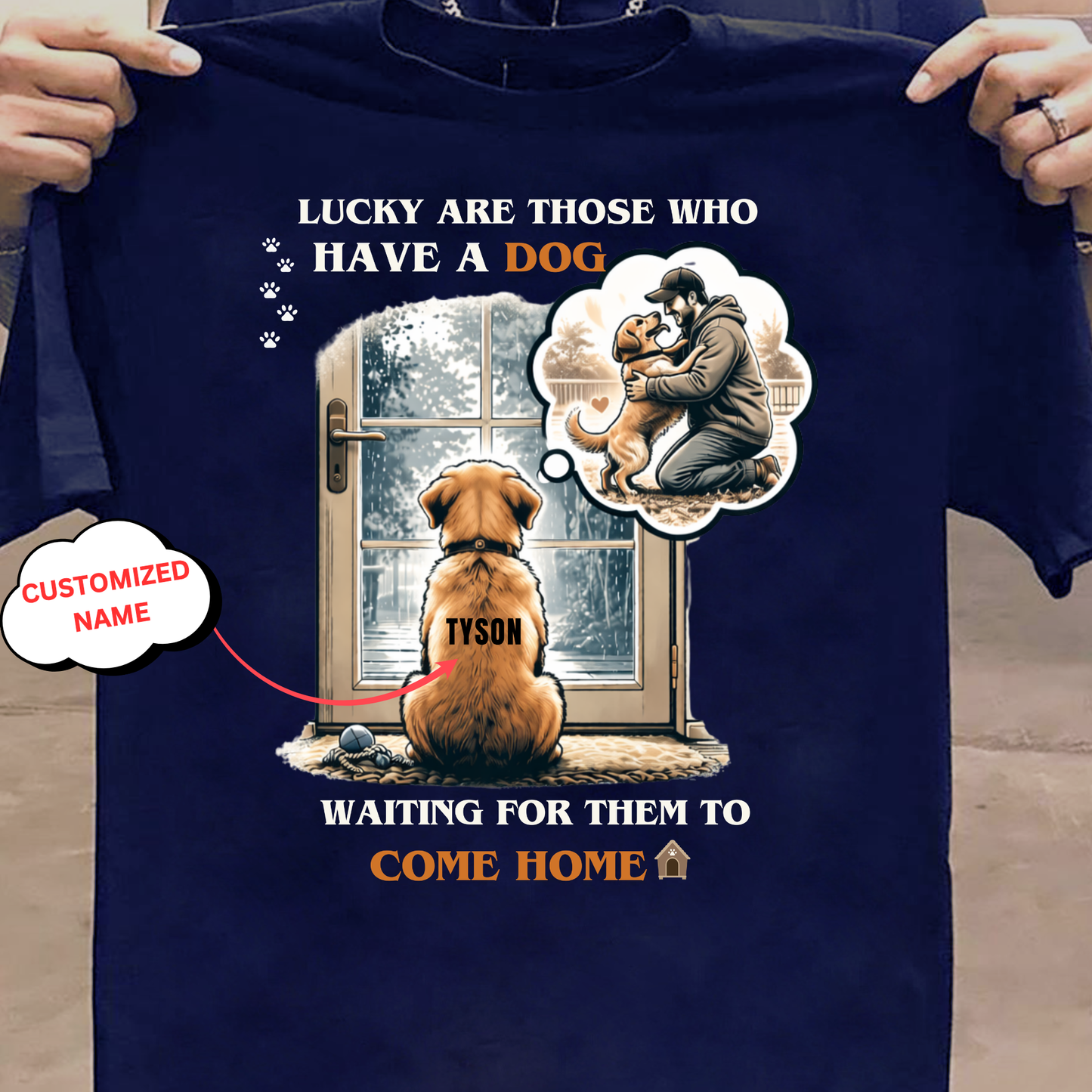 CUSTOMIZATION-LUCKY WITH A DOG (PET LOVER)-PREMIUM UNISEX CLASSIC T-SHIRT