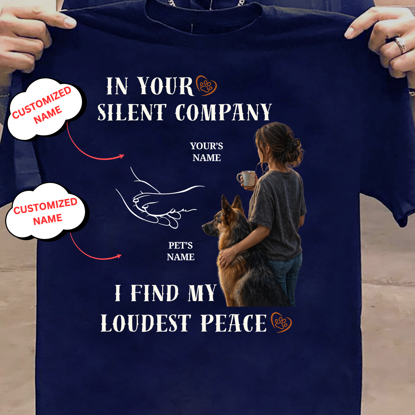 CUSTOMIZATION-I FIND MY LOUDEST PEACE (PET LOVER)-PREMIUM WOMAN CLASSIC T-SHIRT