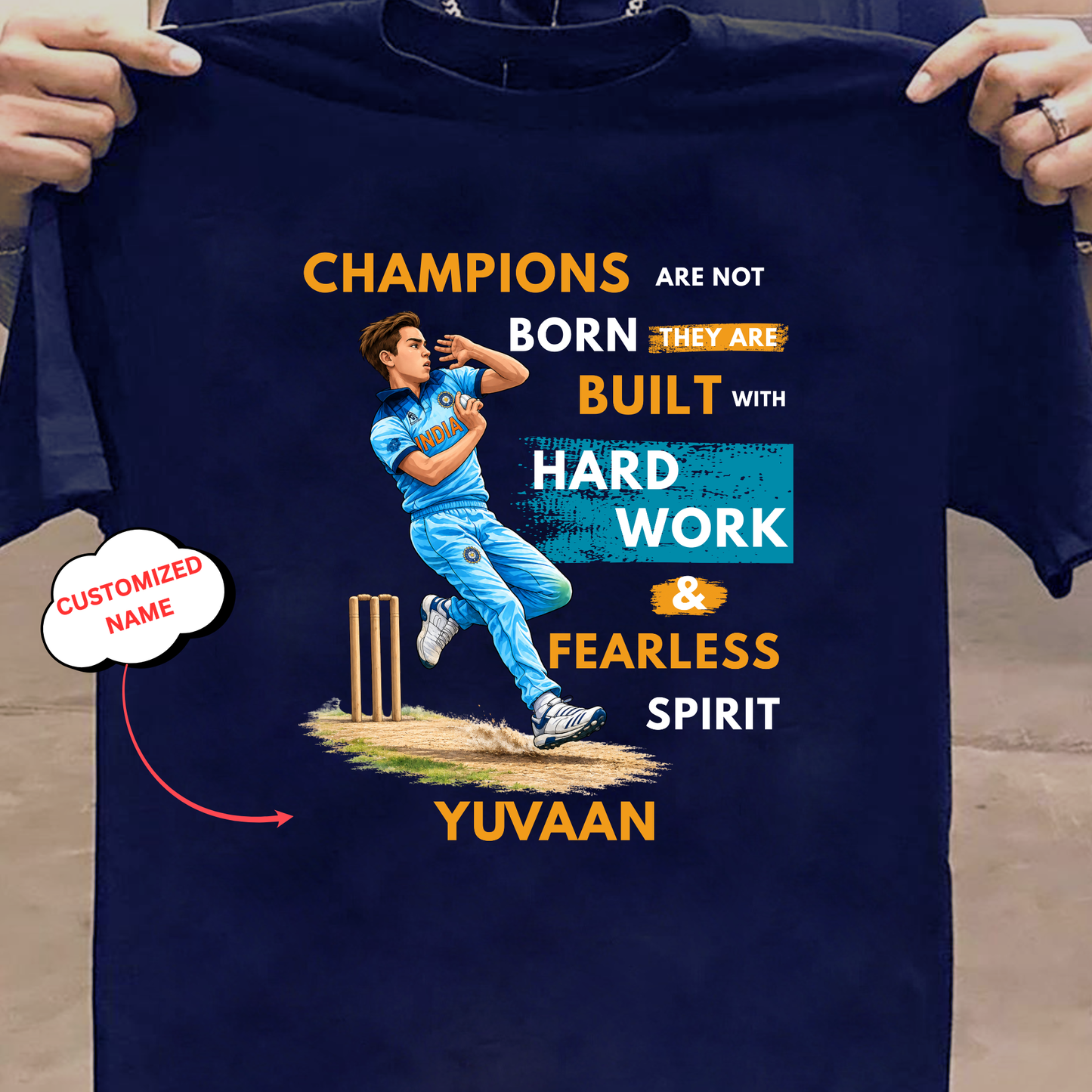 CUSTOMIZATION-CHAMPIONS BUILT WITH HARD WORK-CLASSIC T-SHIRT