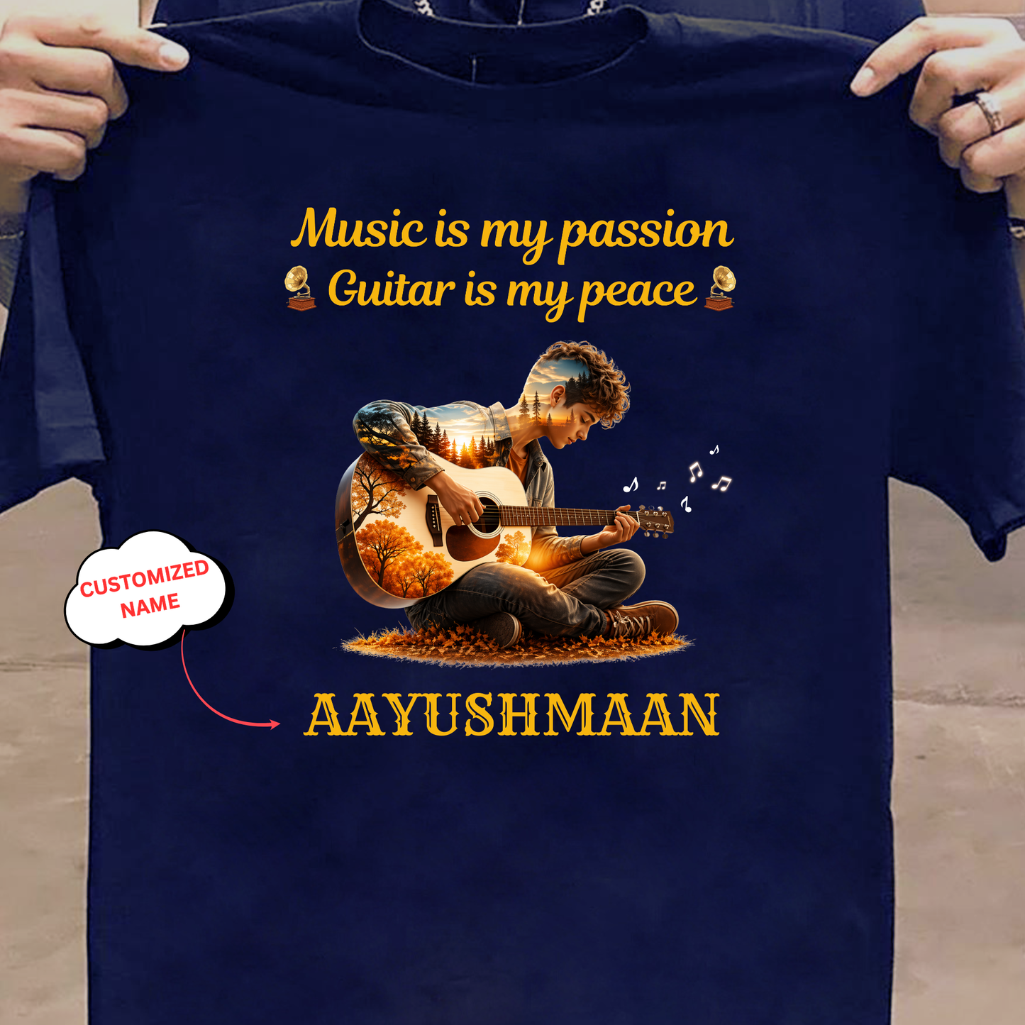 CUSTOMIZED-PASSION AND PEACE(GUITAR)-CLASSIC T-SHIRT