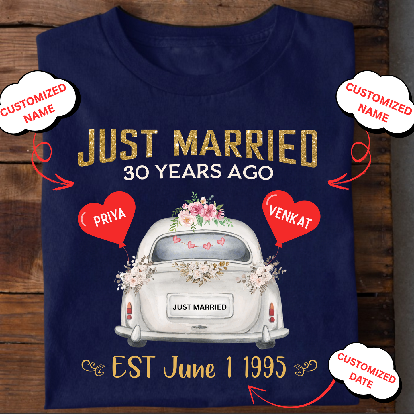 CUSTOMIZED UNISEX T-SHIRT- JUST MARRIED
