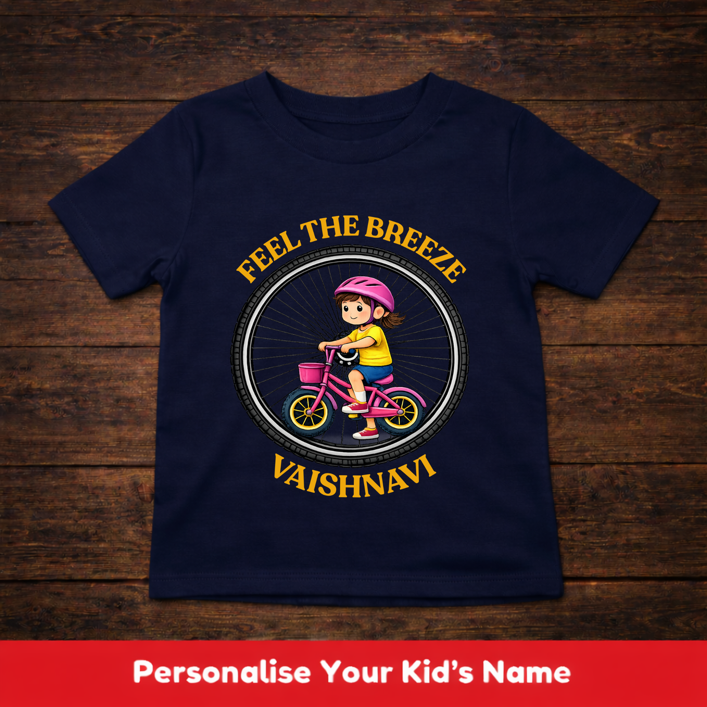 CUSTOMIZED-FEEL THE BREEZE(CYCLING)-GIRL KIDS T-SHIRT