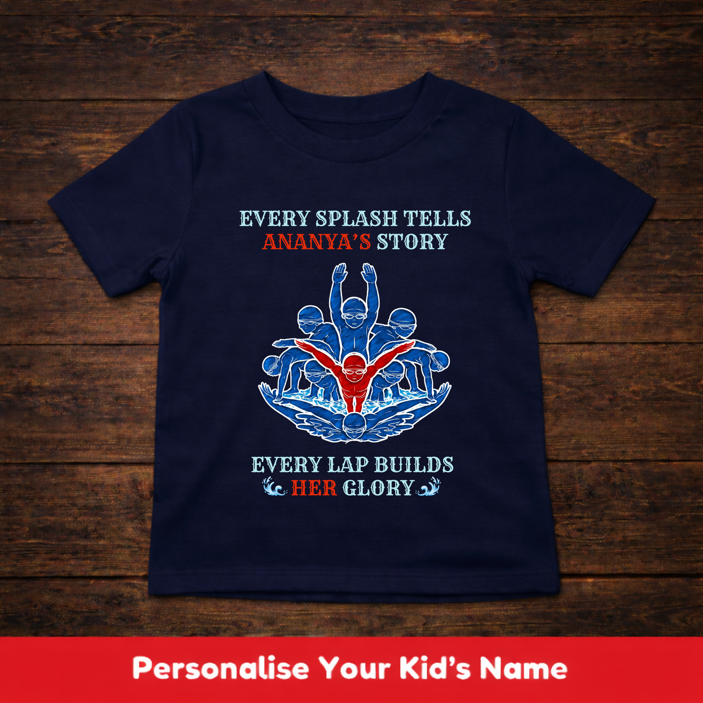 CUSTOMIZED- EVERY SPLASH TELLS HER STORY(SWIMMING)-GIRL KIDS T-SHIRT