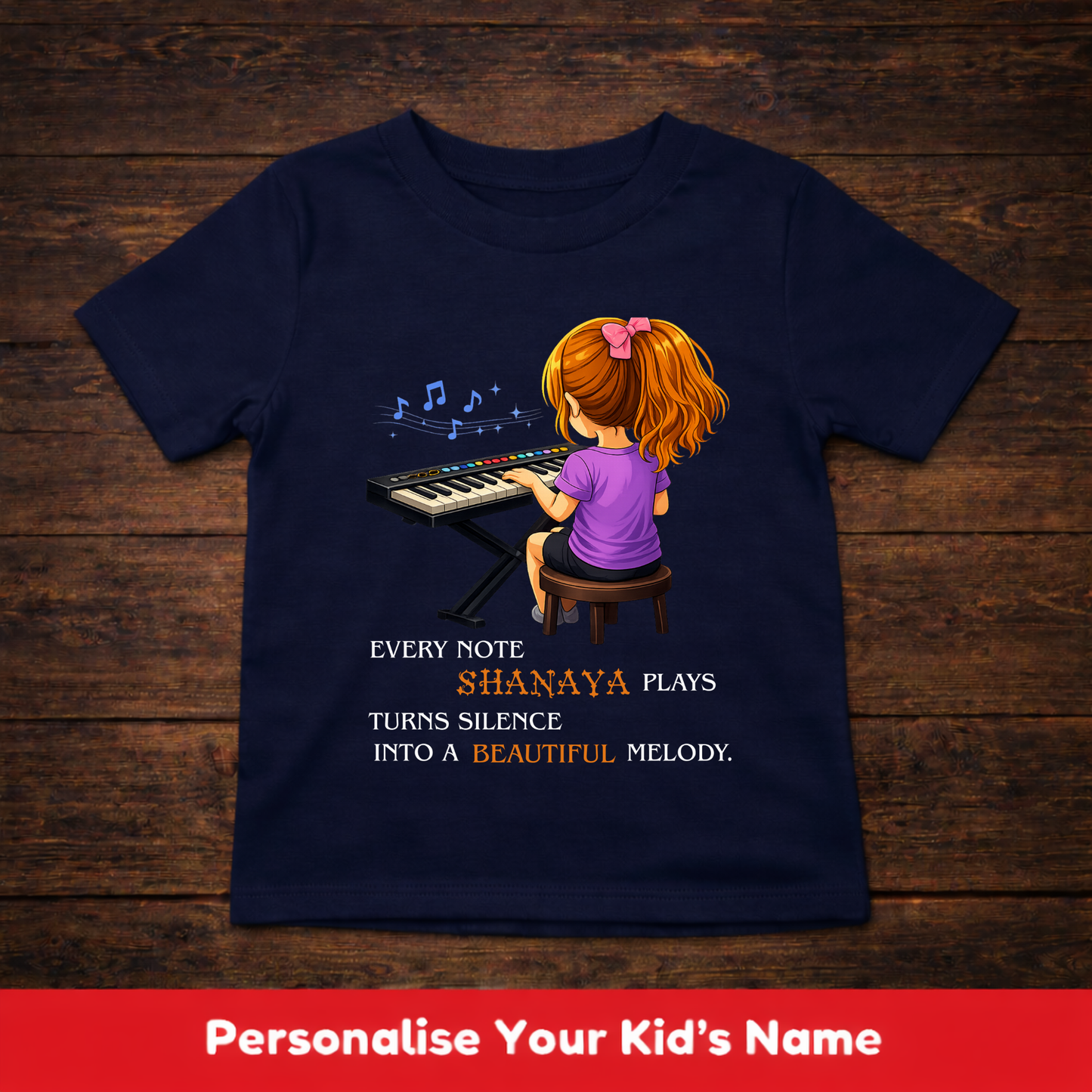 CUSTOMIZED-BEAUTIFUL MELODY(KEYBOARD)-GIRL KIDS T-SHIRT