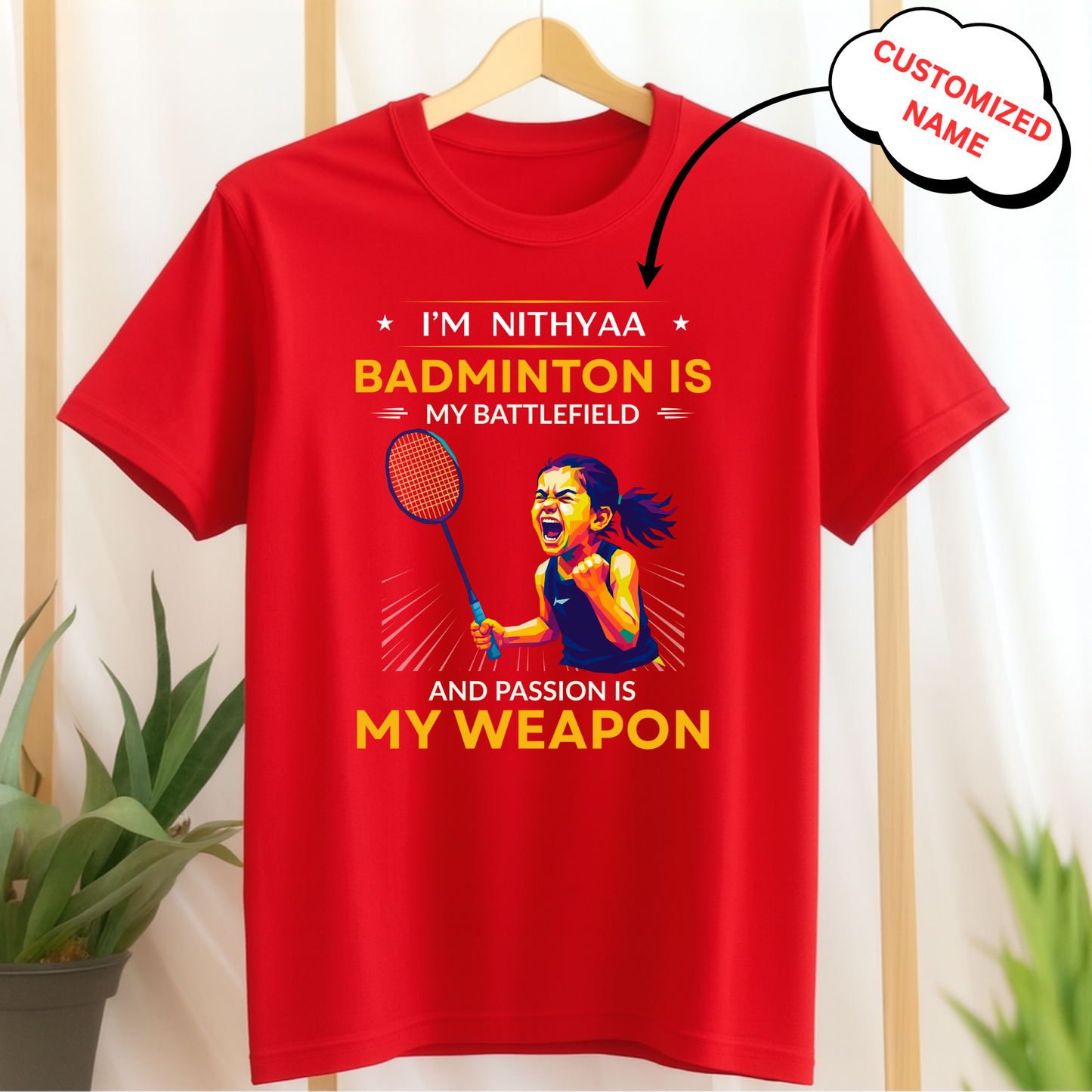 CUSTOMIZED-BADMINTON IS MY BATTLEFIELD AND PASSION IS MY WEAPON-KIDS CLASSIC T-SHIRT