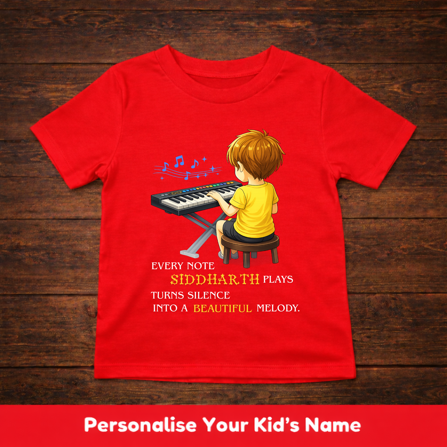 CUSTOMIZED-BEAUTIFUL MELODY(KEYBOARD)-BOY KIDS T-SHIRT