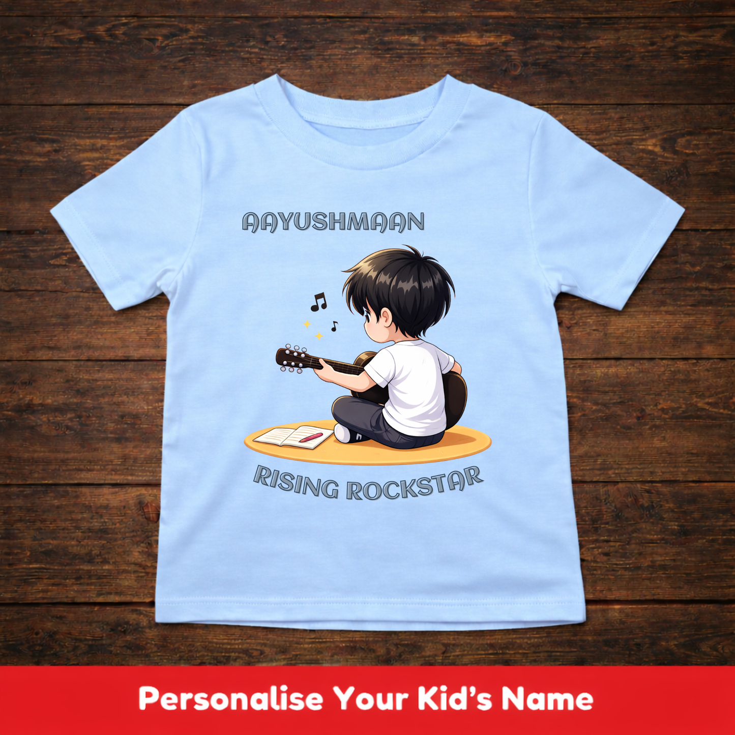 CUSTOMIZED-RISING ROCKSTAR(GUITAR)-BOY KIDS T-SHIRT