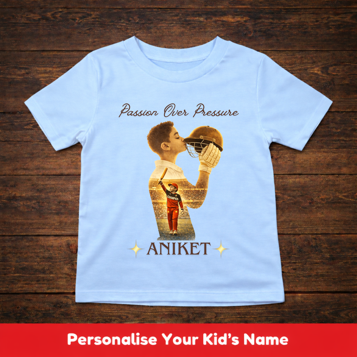CUSTOMIZED-PASSION OVER PRESSURE(CRICKET)-KIDS T-SHIRT