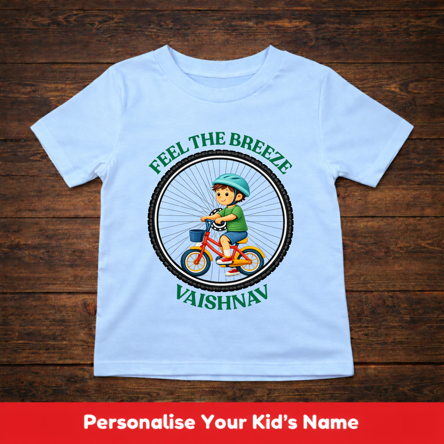 CUSTOMIZED-FEEL THE BREEZE(CYCLING)-BOY KIDS T-SHIRT