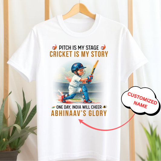 CUSTOMIZATION-CRICKET IS MY STORY CLASSIC T-SHIRT