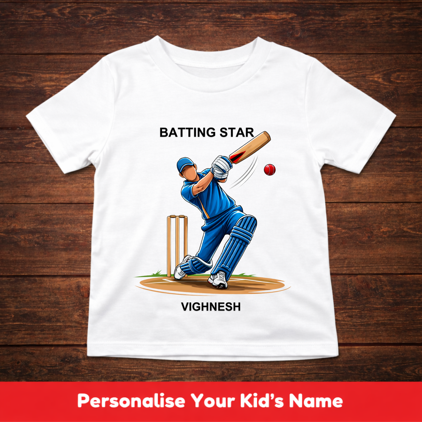 CUSTOMIZED-BATTING STAR(CRICKET)-KIDS T-SHIRT