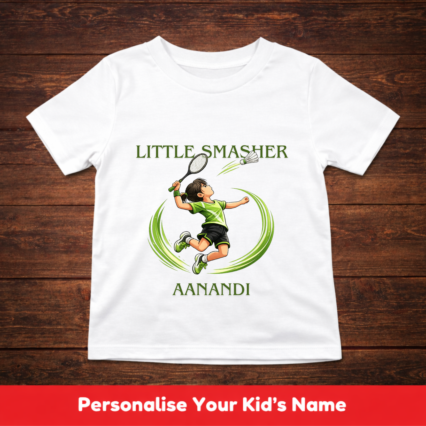 CUSTOMIZED-LITTLE SMASHER (BADMINTON)-GIRL KIDS T-SHIRT
