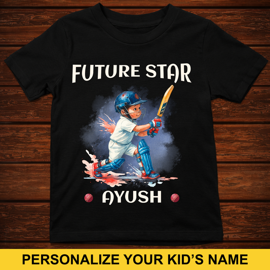 CUSTOMIZED-FUTURE STAR CRICKET (BOY) KIDS CLASSIC T-SHIRT