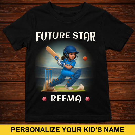CUSTOMIZED-FUTURE STAR CRICKET (GIRL) KIDS CLASSIC T-SHIRT