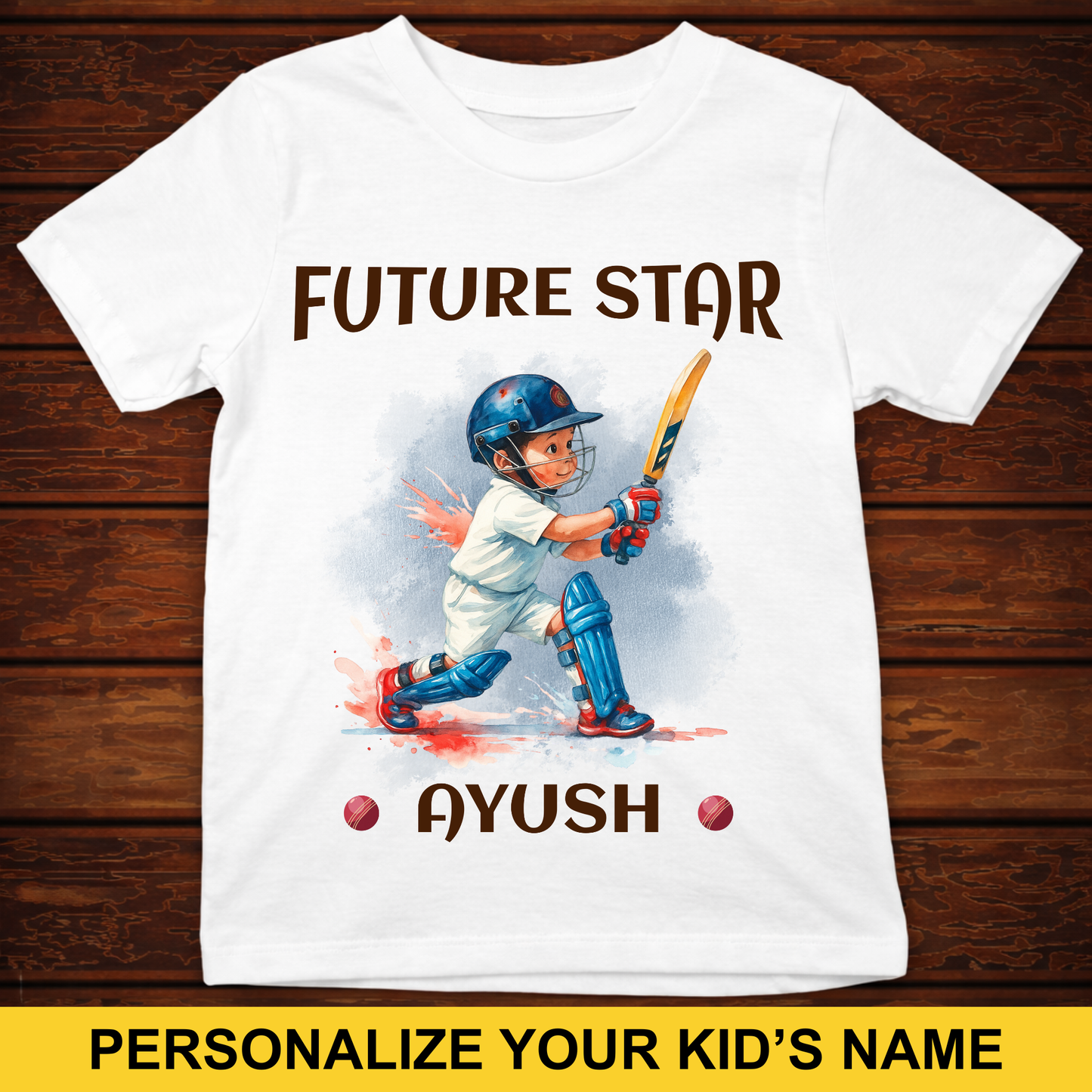 CUSTOMIZED-FUTURE STAR CRICKET (BOY) KIDS CLASSIC T-SHIRT