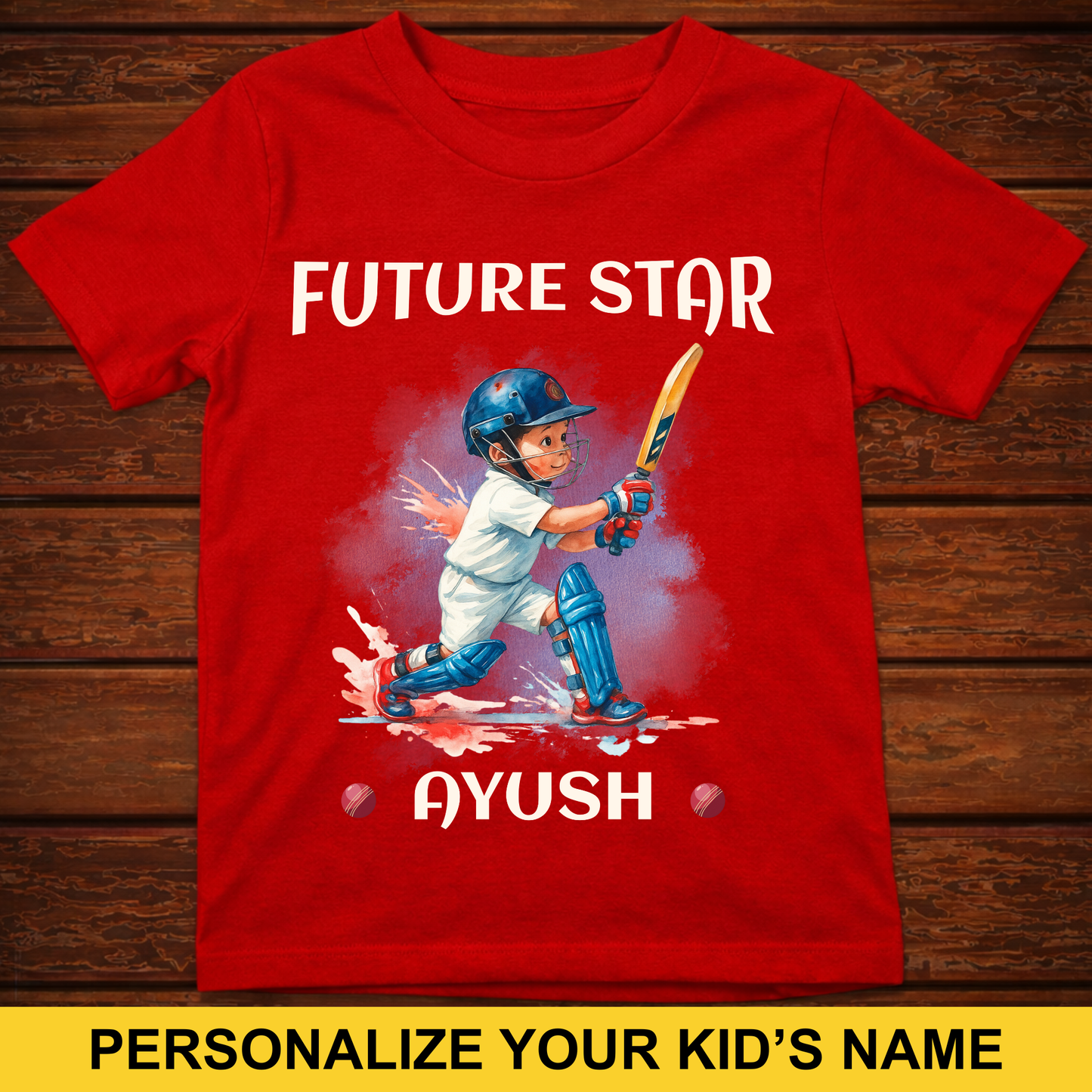 CUSTOMIZED-FUTURE STAR CRICKET (BOY) KIDS CLASSIC T-SHIRT