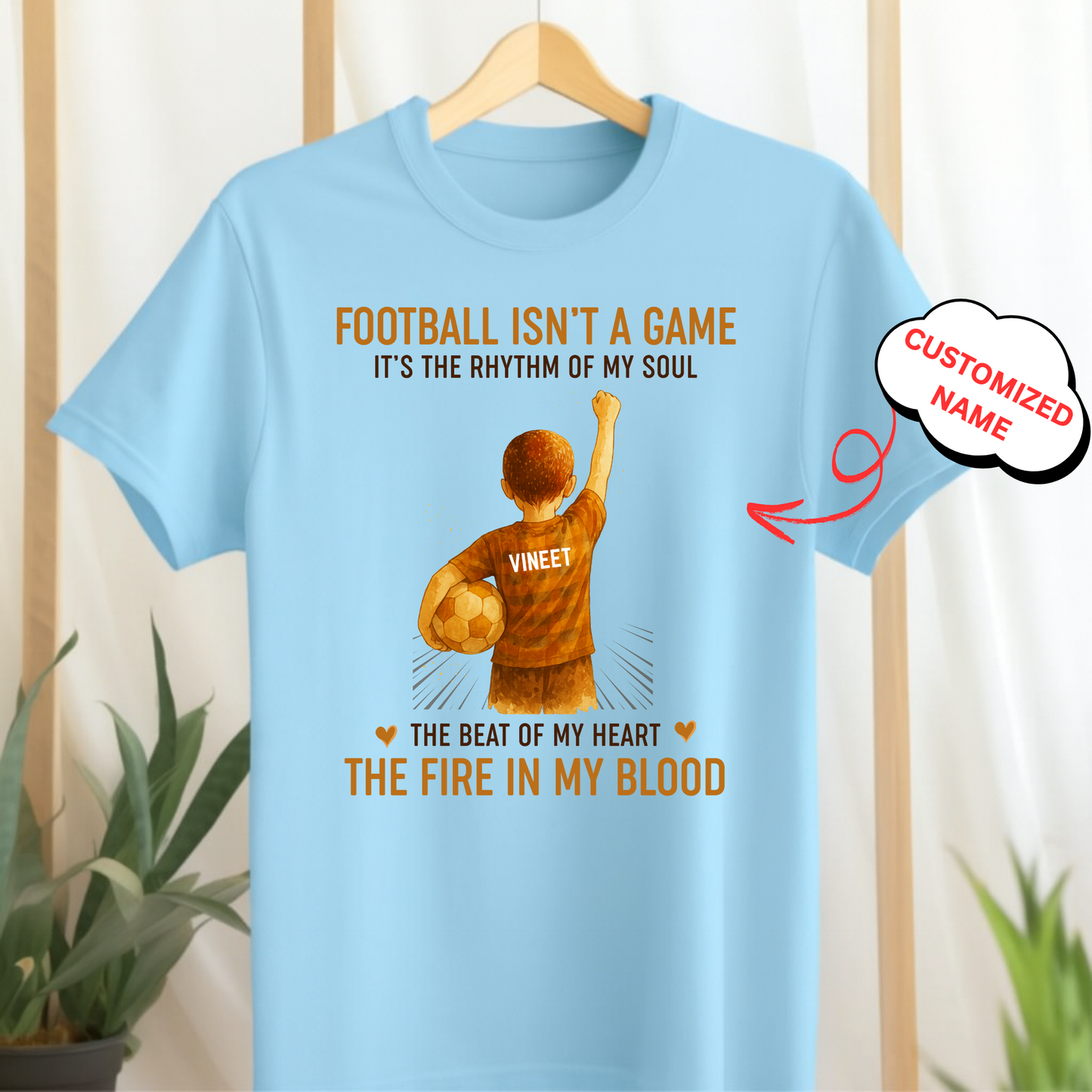 CUSTOMIZED-FOOTBALL ISN'T A GAME, IT'S THE RHYTHM OF MY SOUL-KIDS T-SHIRT
