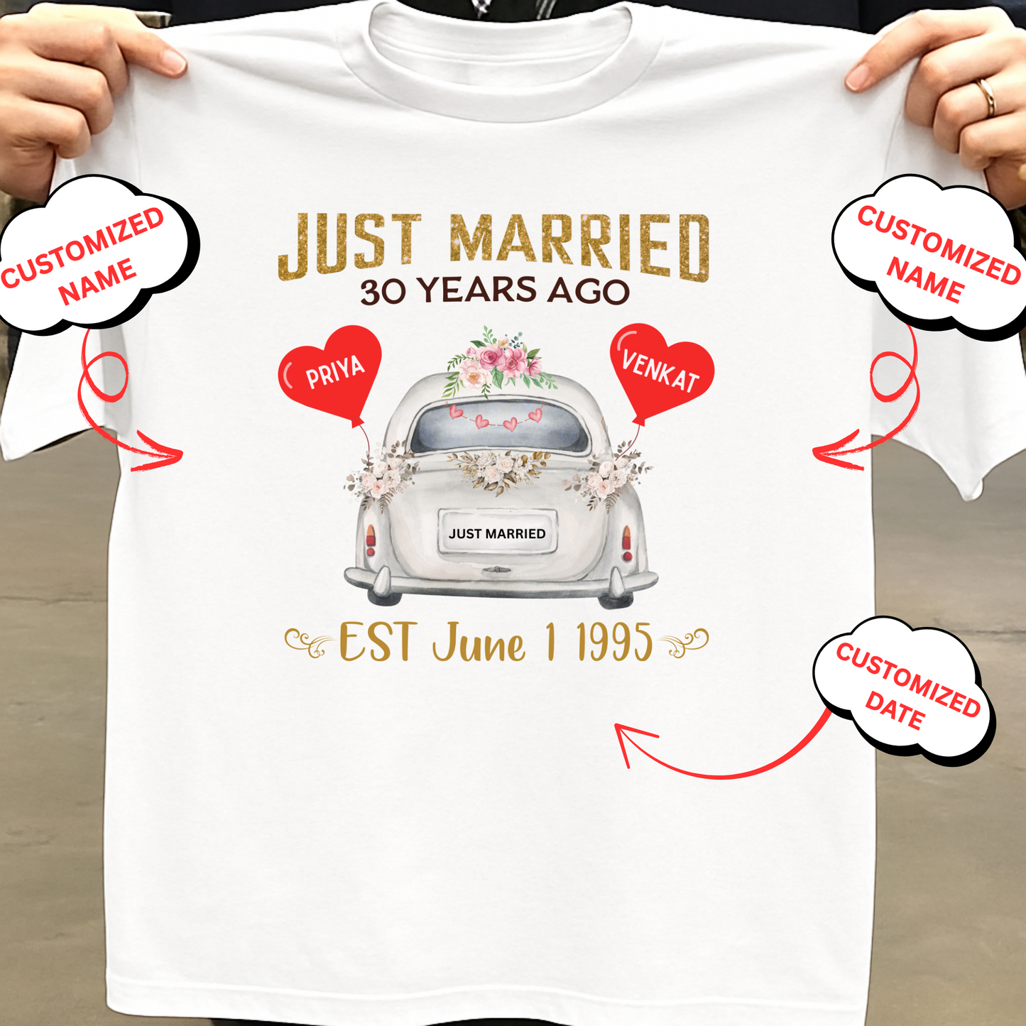 CUSTOMIZED UNISEX T-SHIRT- JUST MARRIED