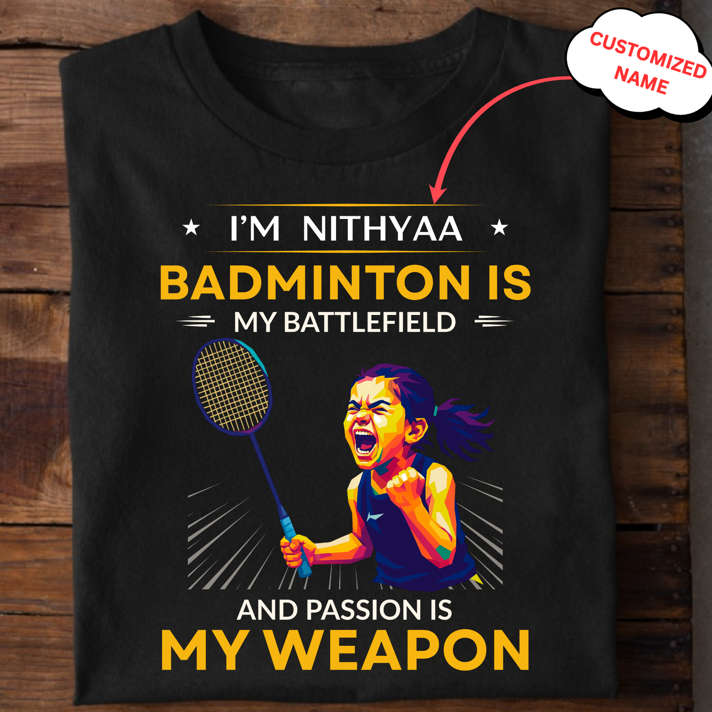 CUSTOMIZED-BADMINTON IS MY BATTLEFIELD AND PASSION IS MY WEAPON-KIDS CLASSIC T-SHIRT