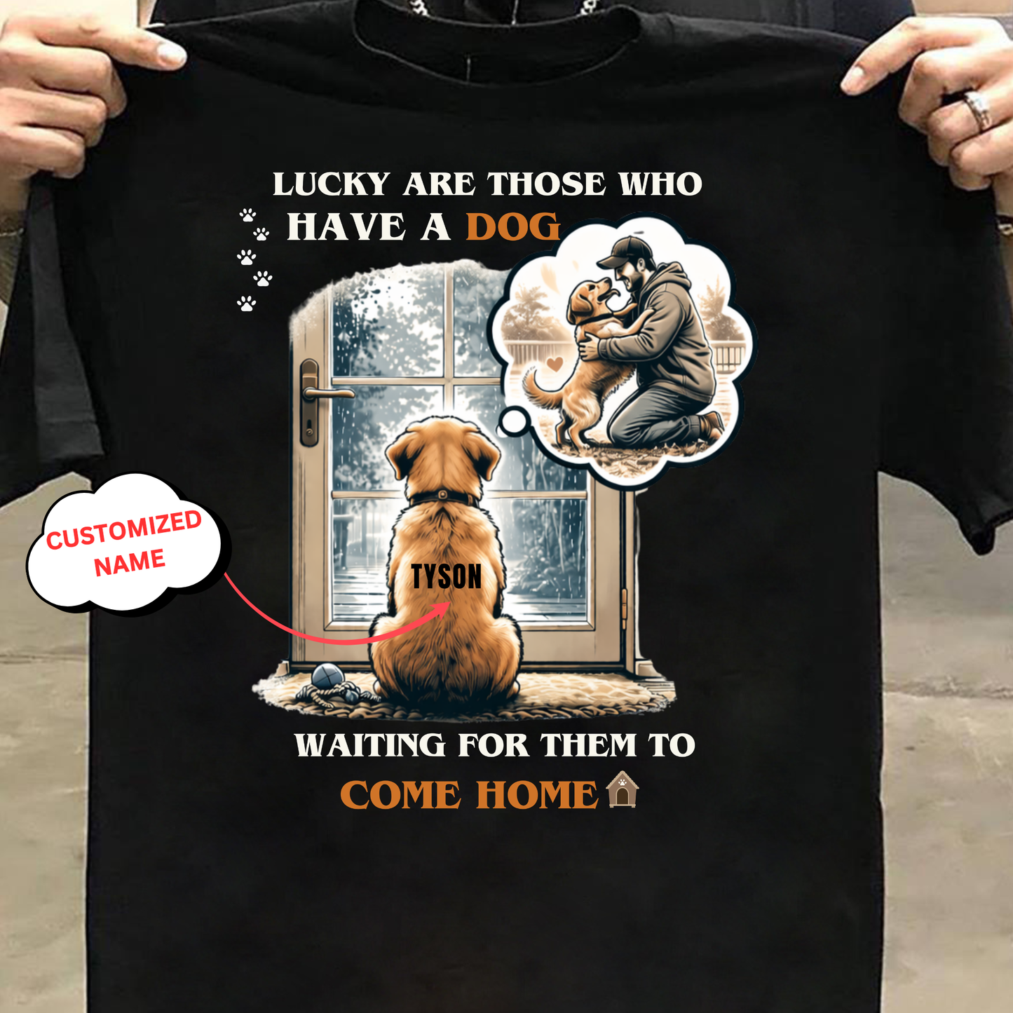 CUSTOMIZATION-LUCKY WITH A DOG (PET LOVER)-PREMIUM UNISEX CLASSIC T-SHIRT