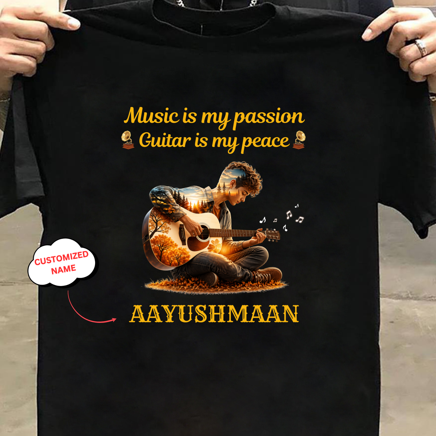 CUSTOMIZED-PASSION AND PEACE(GUITAR)-CLASSIC T-SHIRT