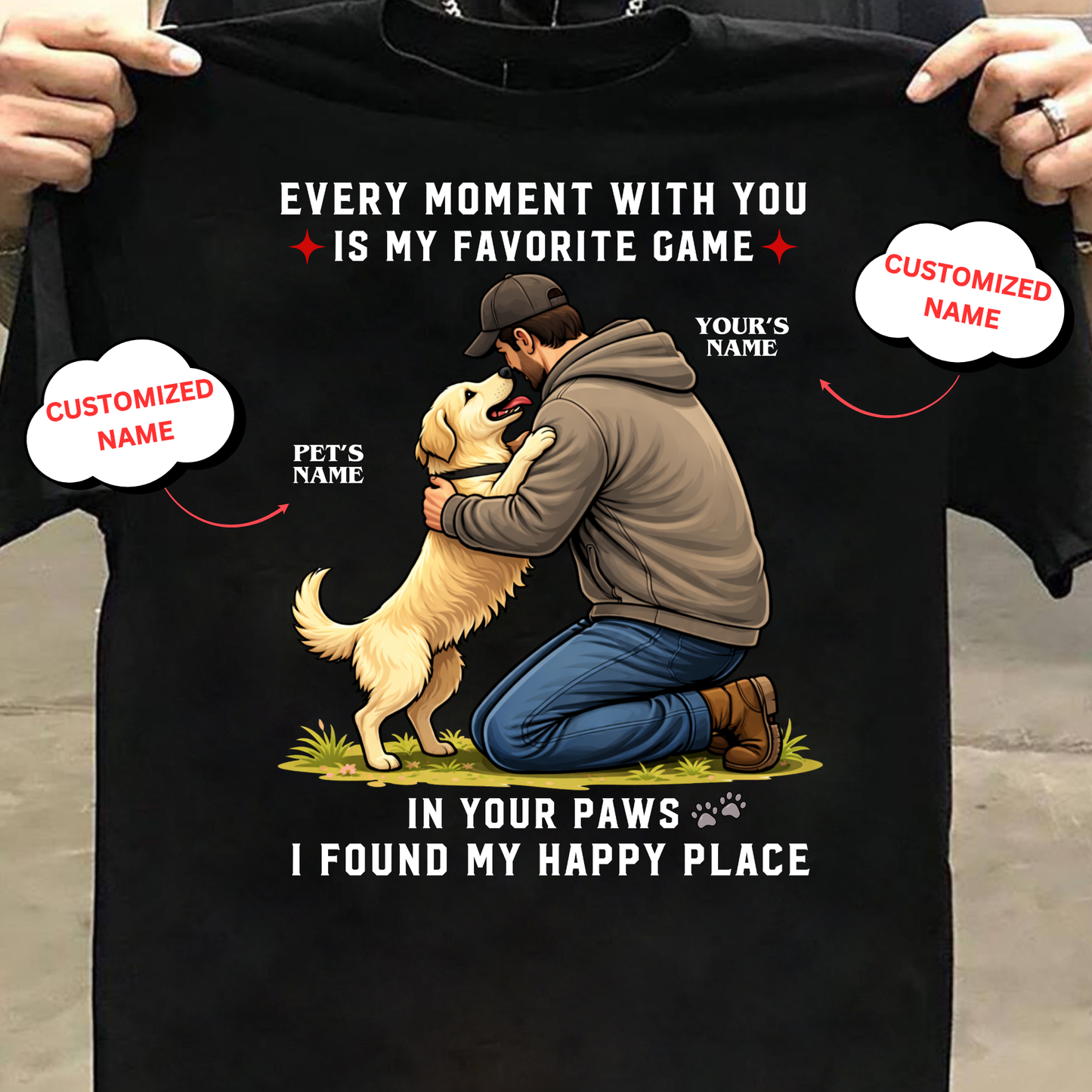 CUSTOMIZATION-I FOUND MY HAPPY PLACE(PET LOVER)-PREMIUM UNISEX CLASSIC T-SHIRT