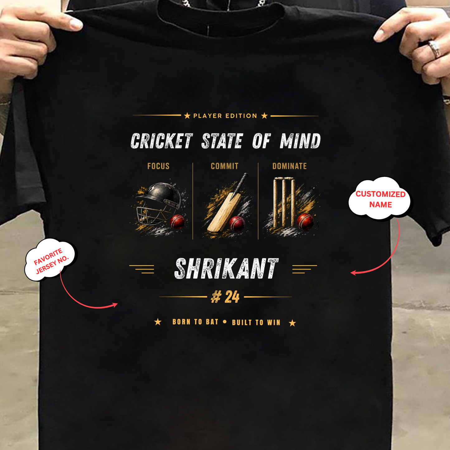 CUSTOMIZATION-CRICKET STATE OF MIND-CLASSIC T-SHIRT