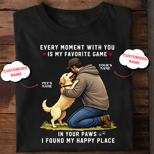 CUSTOMIZATION-I FOUND MY HAPPY PLACE(PET LOVER)-PREMIUM UNISEX CLASSIC T-SHIRT