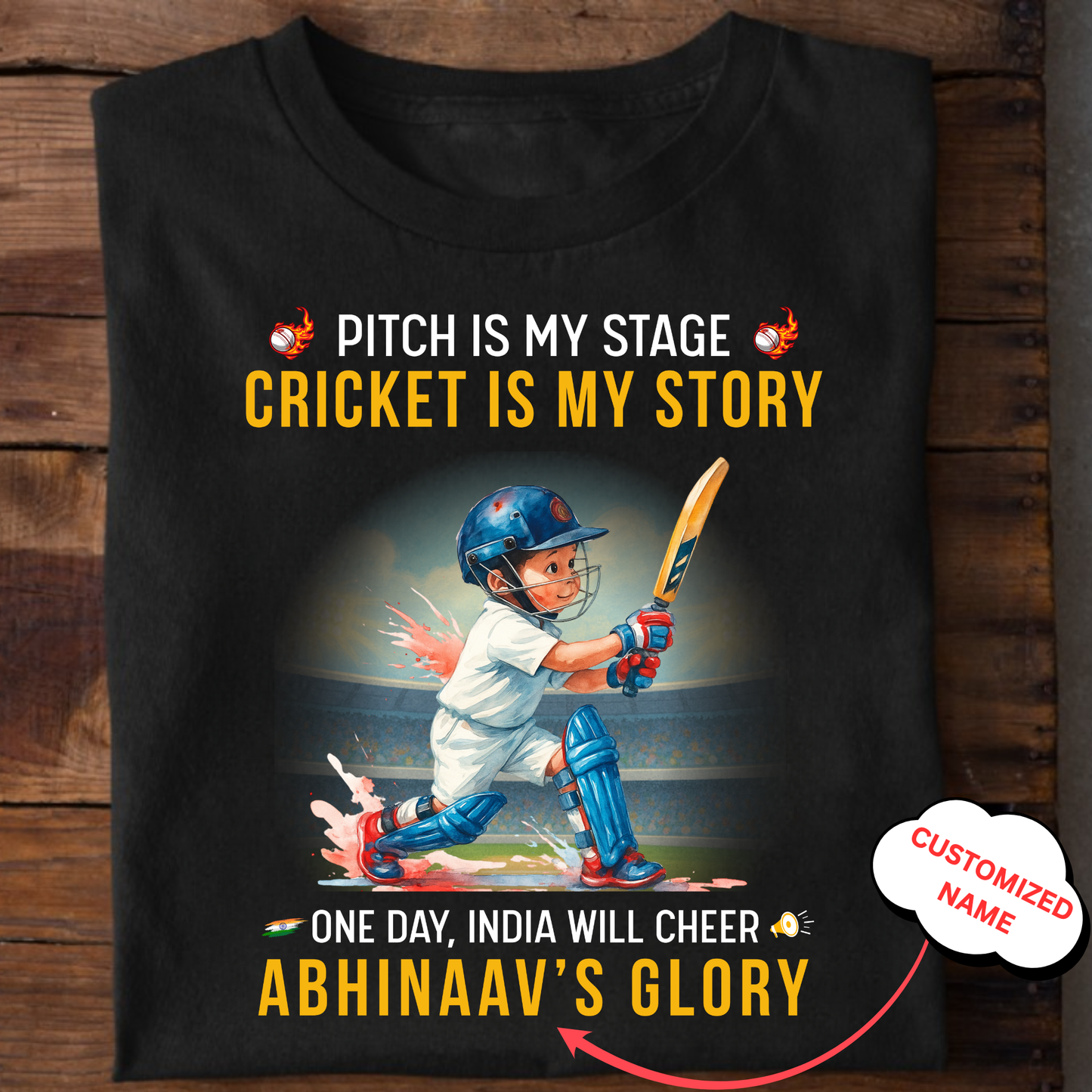 CUSTOMIZATION-CRICKET IS MY STORY CLASSIC T-SHIRT