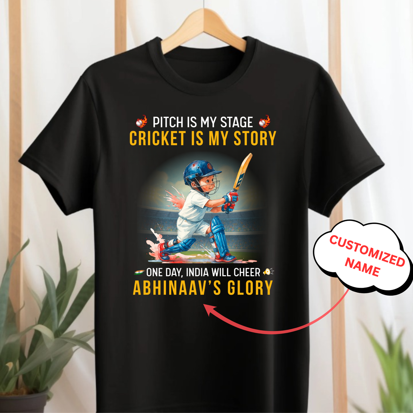 CUSTOMIZATION-CRICKET IS MY STORY CLASSIC T-SHIRT