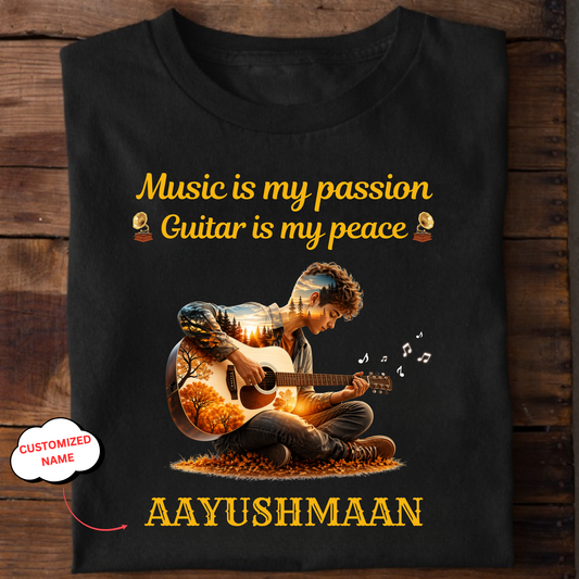 CUSTOMIZED-PASSION AND PEACE(GUITAR)-CLASSIC T-SHIRT