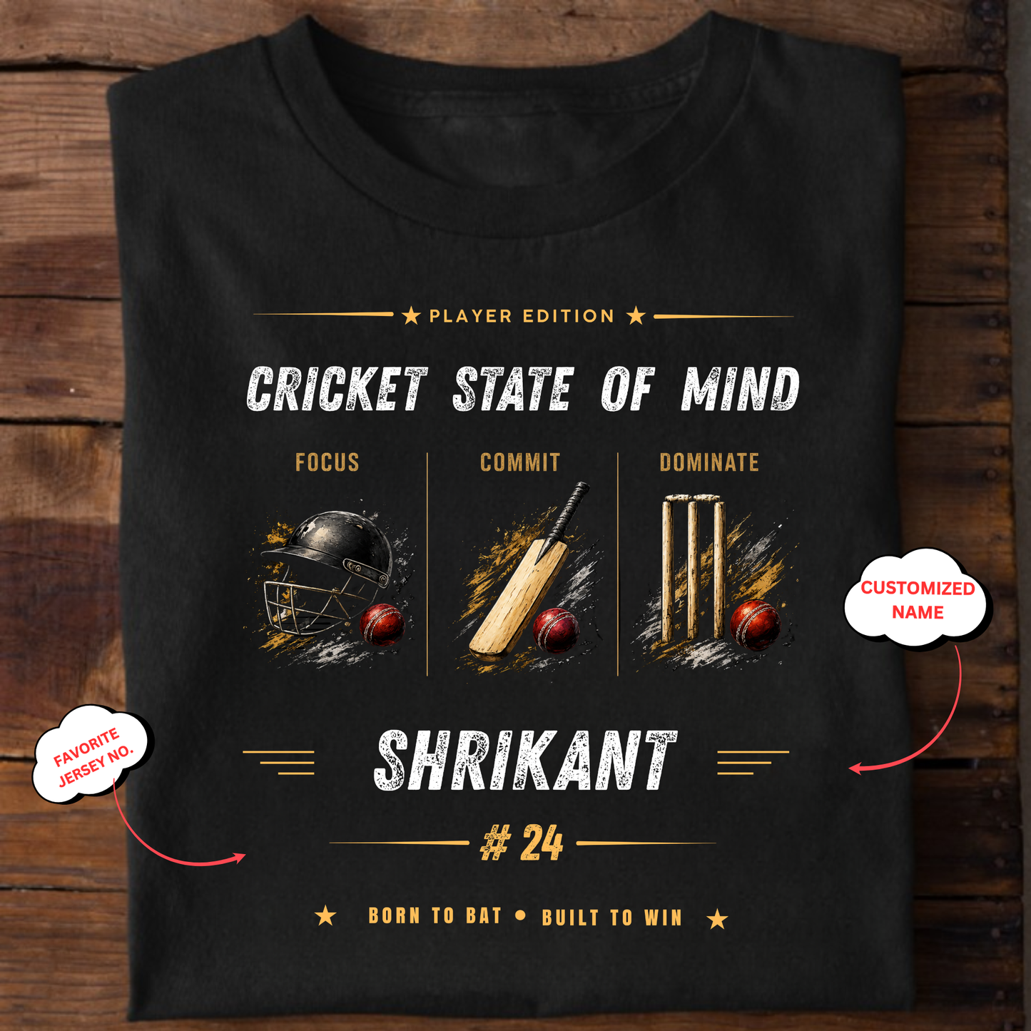 CUSTOMIZATION-CRICKET STATE OF MIND-CLASSIC T-SHIRT