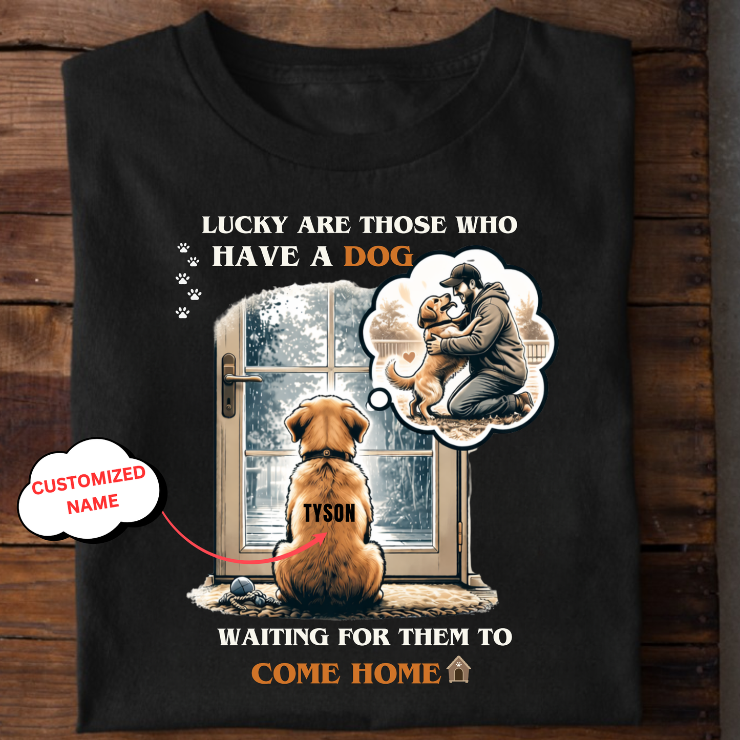 CUSTOMIZATION-LUCKY WITH A DOG (PET LOVER)-PREMIUM UNISEX CLASSIC T-SHIRT