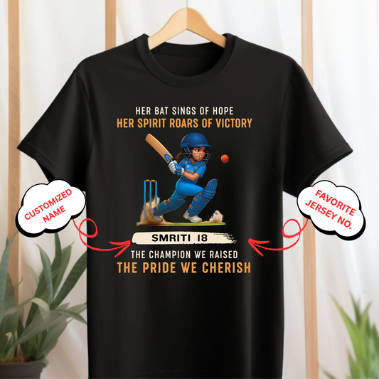 CUSTOMIZED-THE CHAMPION WE RAISED, THE PRIDE WE CHERISH (CRICKET)-KIDS T-SHIRT