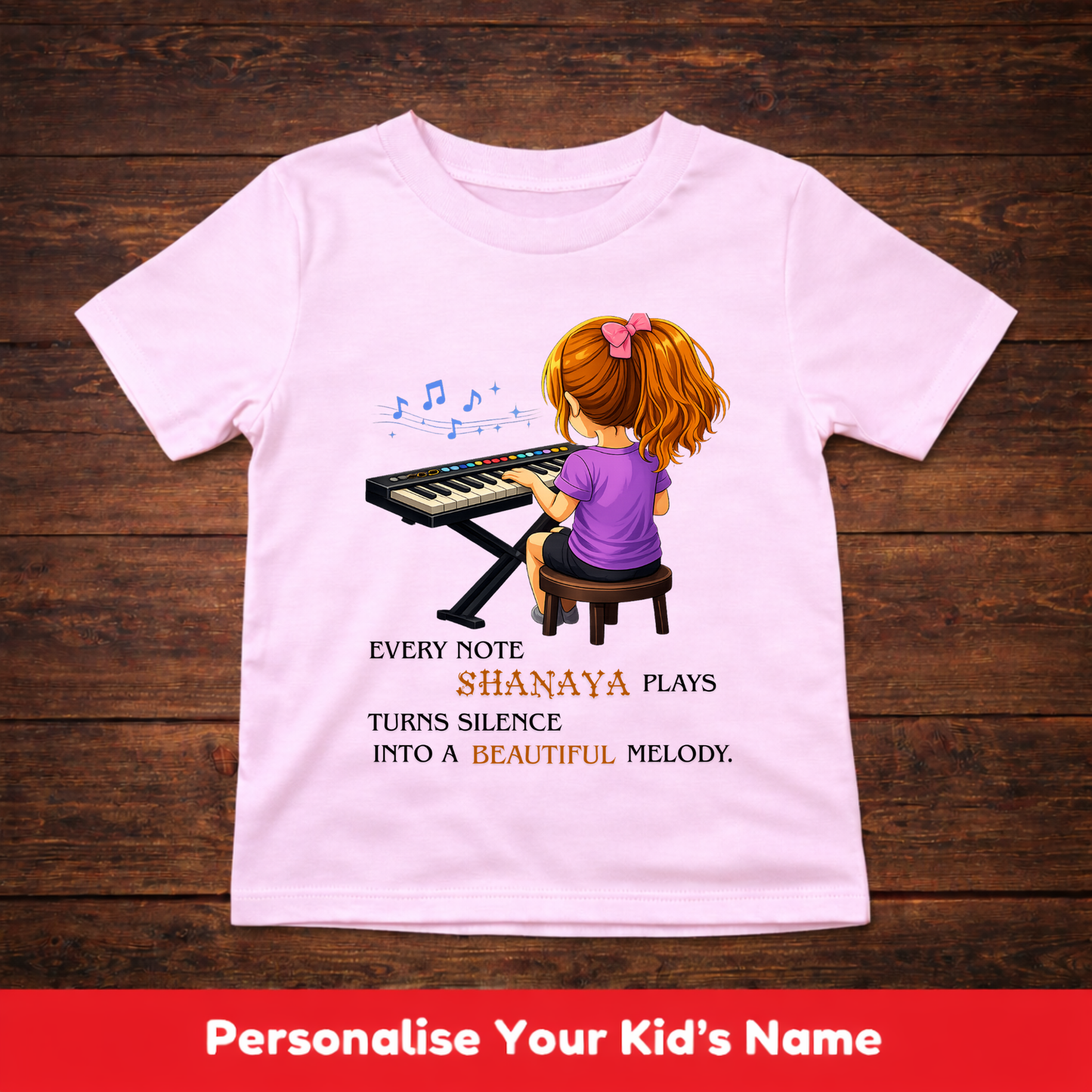 CUSTOMIZED-BEAUTIFUL MELODY(KEYBOARD)-GIRL KIDS T-SHIRT