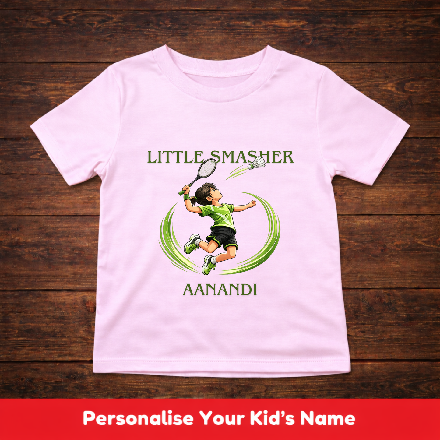 CUSTOMIZED-LITTLE SMASHER (BADMINTON)-GIRL KIDS T-SHIRT