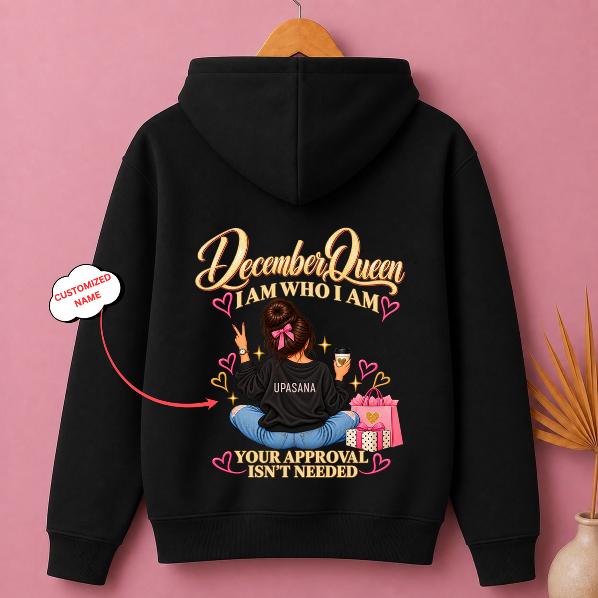 CUSTOMIZED-DECEMBER QUEEN CLASSIC HOODIE BACK PRINT
