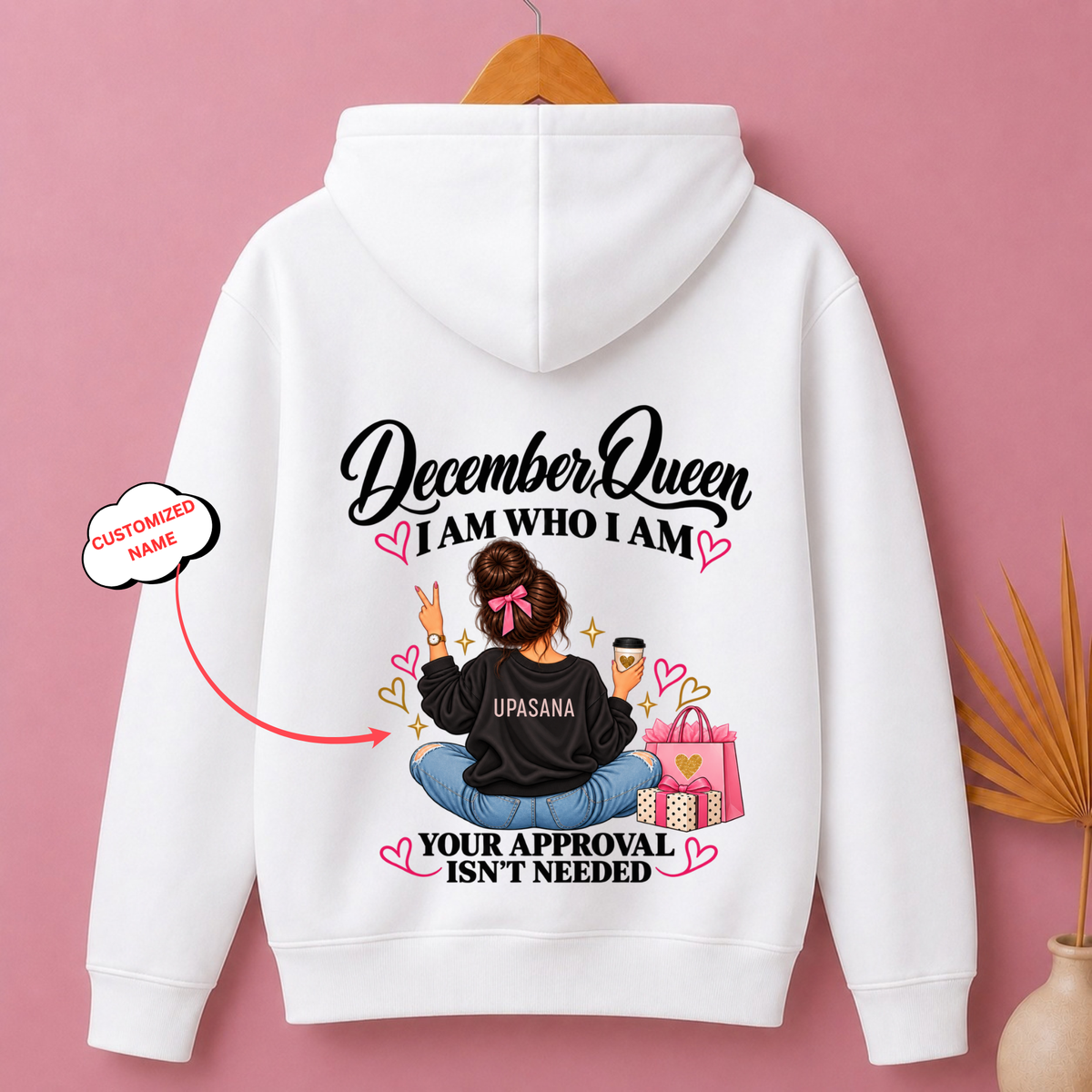 CUSTOMIZED-DECEMBER QUEEN CLASSIC HOODIE BACK PRINT