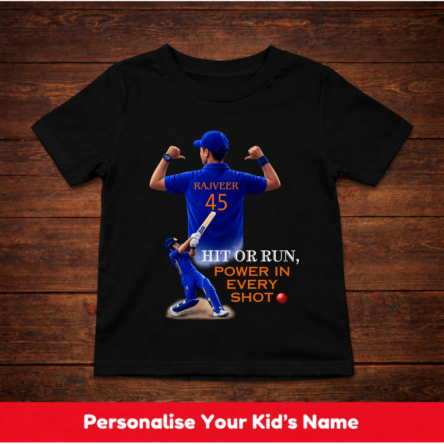 CUSTOMIZED-HIT OR RUN(CRICKET)-KIDS T-SHIRT